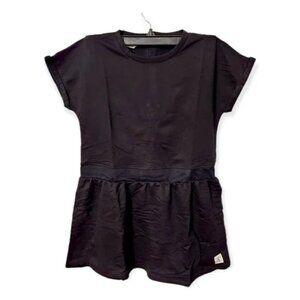 Kid Nation Girls French Terry Short Sleeve Crew Neck Skirt Dress Black XL 10-12